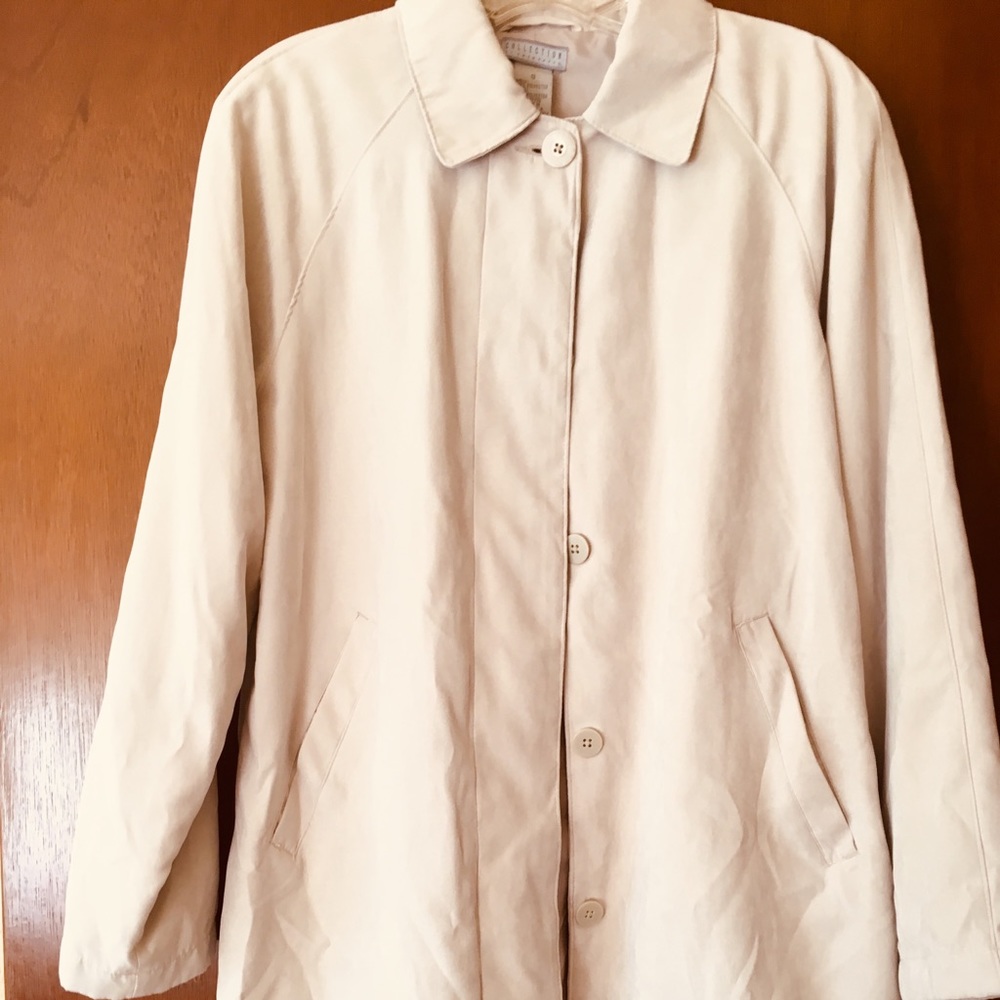 A tan light rain jacket